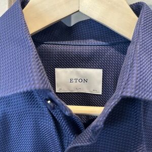 Eton Men's Textured Navy Dress Shirt